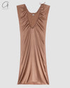 BASERANGE 24 Autumn/Winter Satin Dress Portugal BAS-DRMAX-SS-WI24-ZONG Emerald Brown